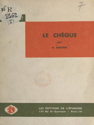 cover image of Le chèque